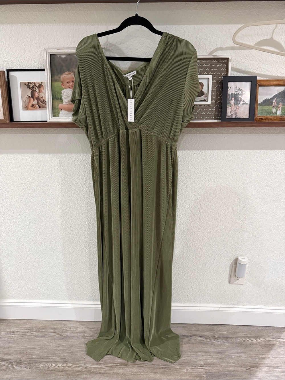 Baltic Born Olive Green Pleated Maxi Dress